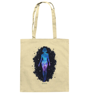 Kosmische Selbst-Reflexion – Universum trifft menschliche Silhouette - Baumwolltasche Bright Lights Arts