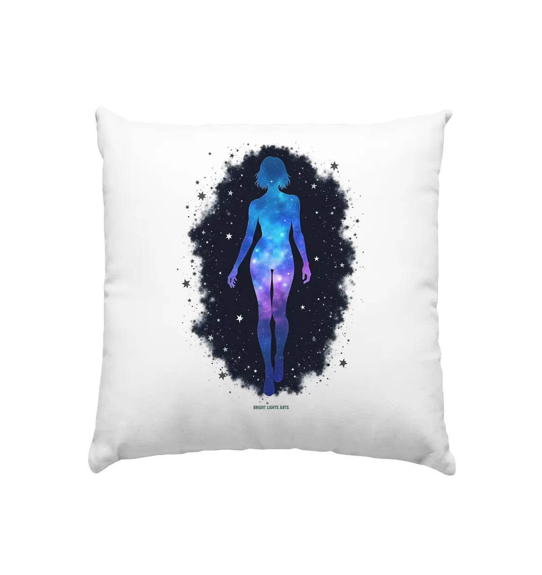Kosmische Selbst-Reflexion – Universum trifft menschliche Silhouette - Kissen 40x40cm Bright Lights Arts