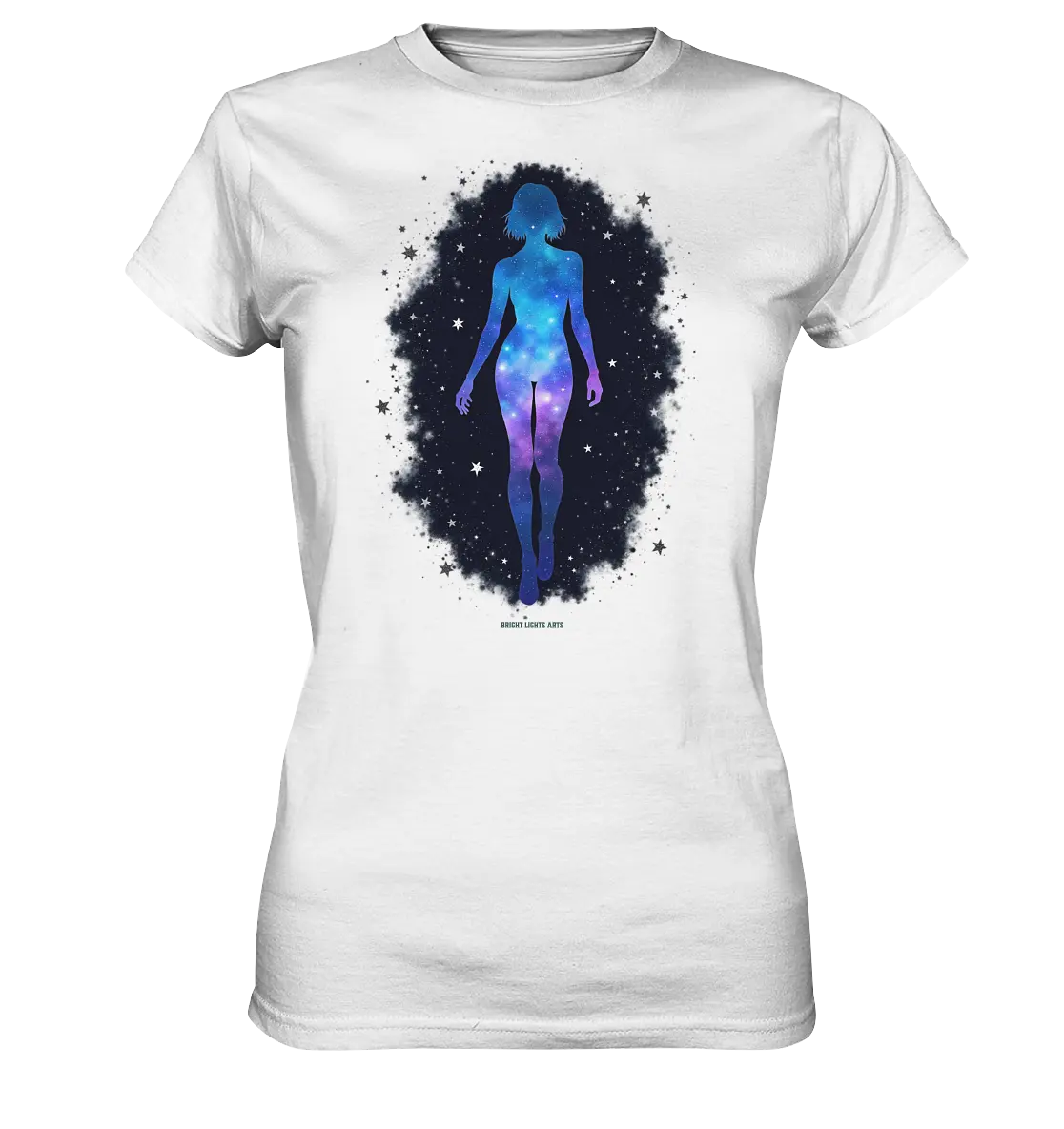 Kosmische Selbst-Reflexion – Universum trifft menschliche Silhouette - Ladies Premium Shirt Bright Lights Arts