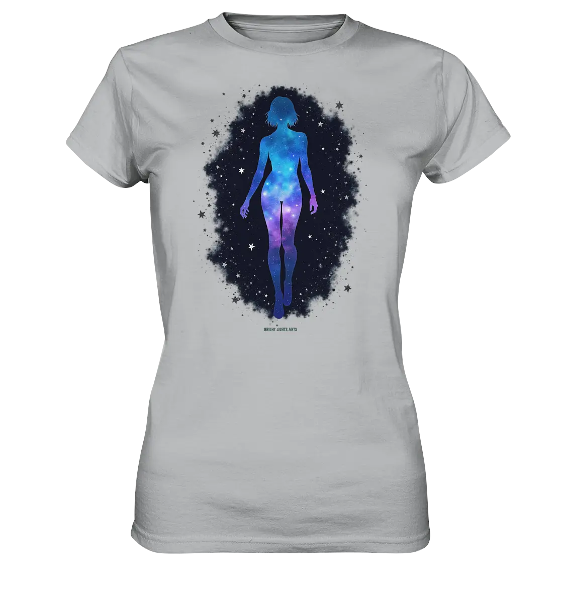 Kosmische Selbst-Reflexion – Universum trifft menschliche Silhouette - Ladies Premium Shirt Bright Lights Arts