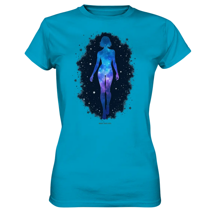 Kosmische Selbst-Reflexion – Universum trifft menschliche Silhouette - Ladies Premium Shirt Bright Lights Arts