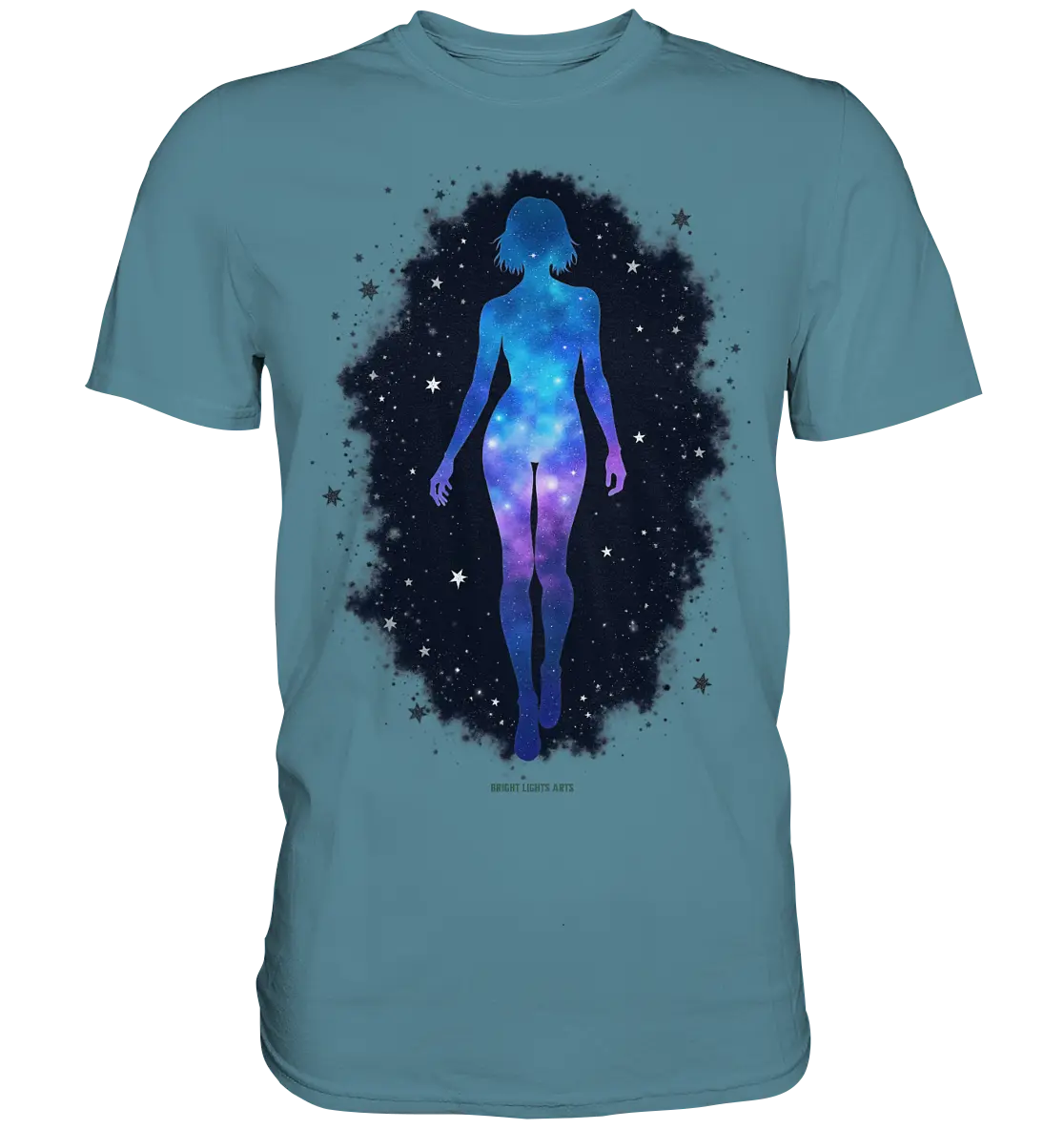 Kosmische Selbst-Reflexion – Universum trifft menschliche Silhouette - Premium Shirt Bright Lights Arts