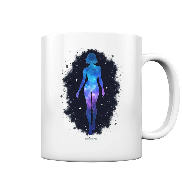 Kosmische Selbst-Reflexion – Universum trifft menschliche Silhouette - Tasse glossy Bright Lights Arts