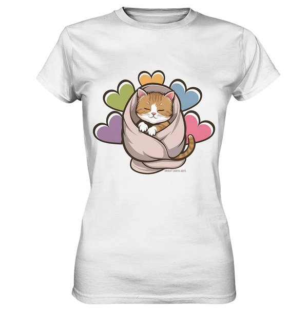 Kuscheliges Kätzchen unter Decke - Ladies Premium Shirt Bright Lights Arts