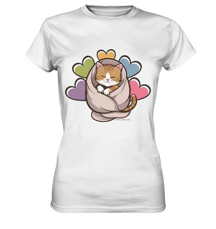 Kuscheliges Kätzchen unter Decke - Ladies Premium Shirt Bright Lights Arts