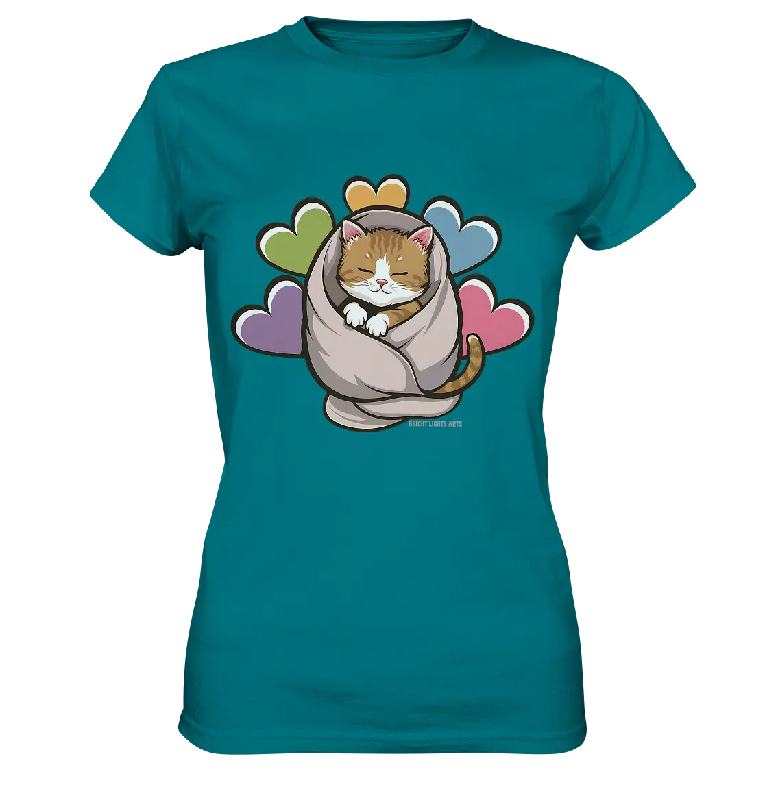 Kuscheliges Kätzchen unter Decke - Ladies Premium Shirt Bright Lights Arts
