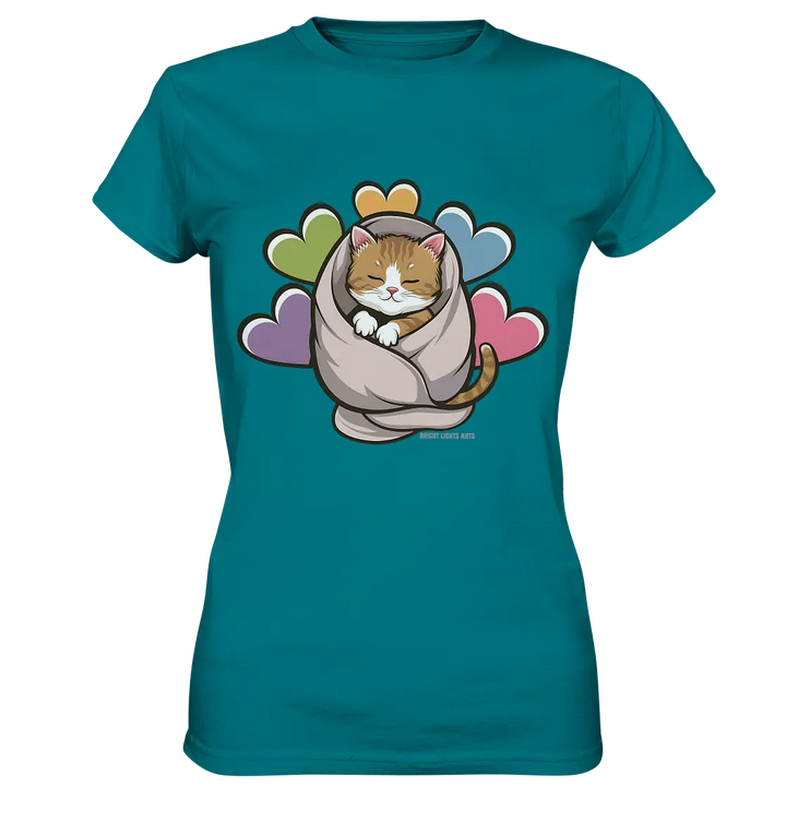 Kuscheliges Kätzchen unter Decke - Ladies Premium Shirt Bright Lights Arts