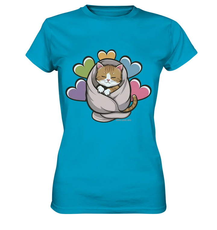 Kuscheliges Kätzchen unter Decke - Ladies Premium Shirt Bright Lights Arts
