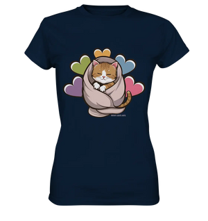 Kuscheliges Kätzchen unter Decke - Ladies Premium Shirt Bright Lights Arts