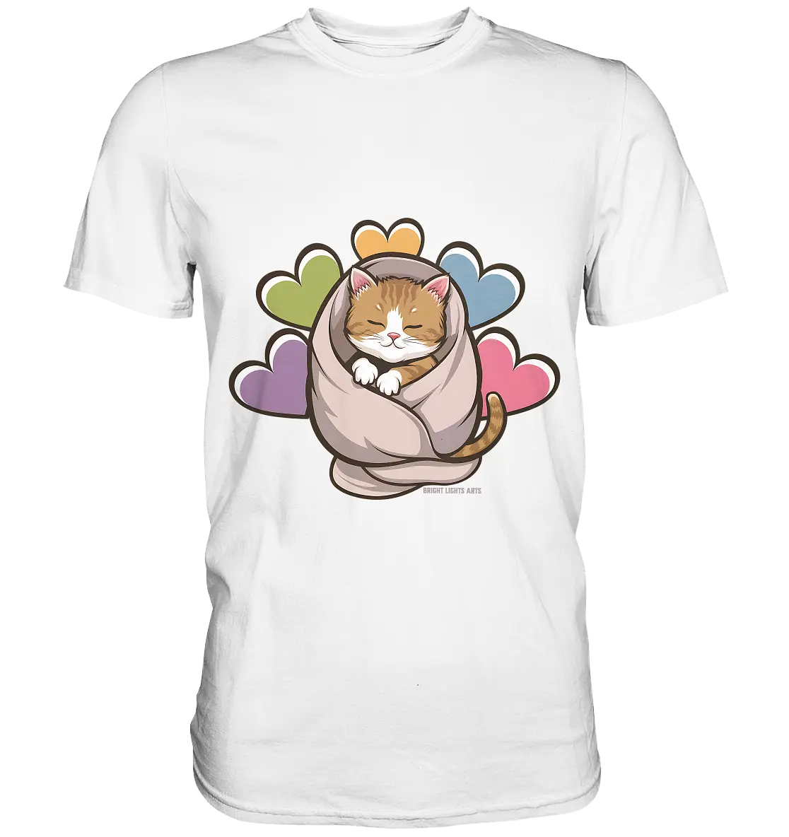 Kuscheliges Kätzchen unter Decke - Premium Shirt Bright Lights Arts