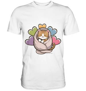 Kuscheliges Kätzchen unter Decke - Premium Shirt Bright Lights Arts