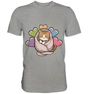 Kuscheliges Kätzchen unter Decke - Premium Shirt Bright Lights Arts