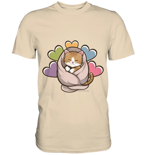 Kuscheliges Kätzchen unter Decke - Premium Shirt Bright Lights Arts