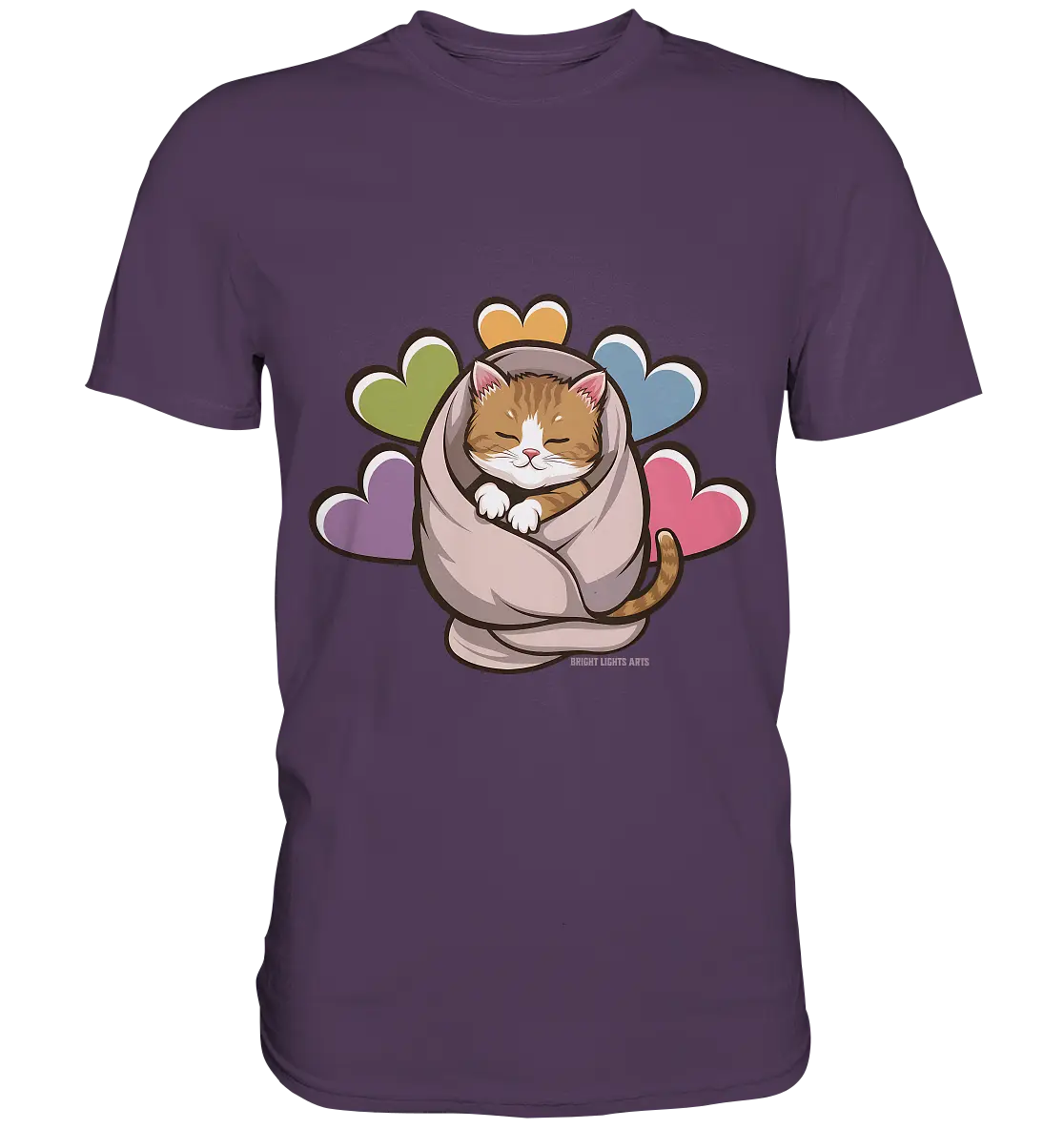 Kuscheliges Kätzchen unter Decke - Premium Shirt Bright Lights Arts