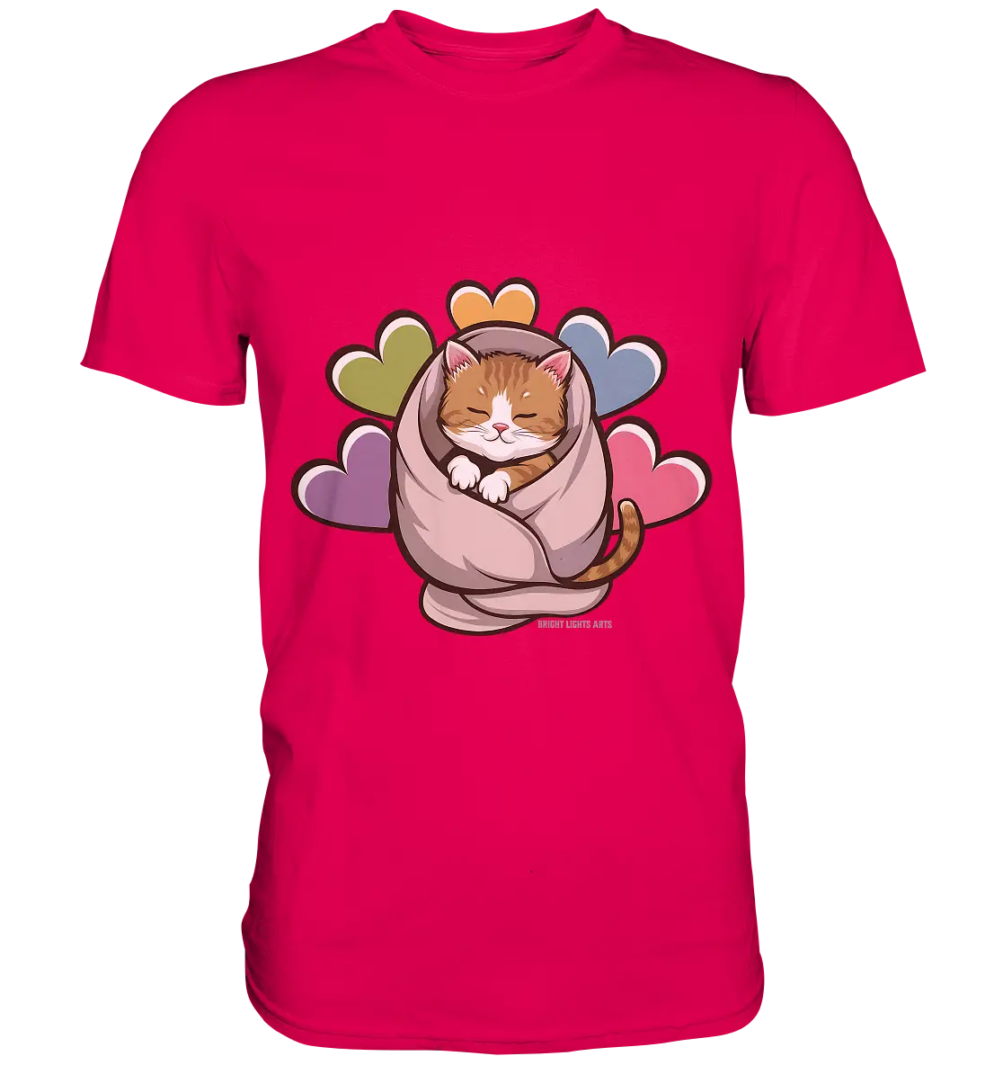 Kuscheliges Kätzchen unter Decke - Premium Shirt Bright Lights Arts
