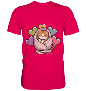 Kuscheliges Kätzchen unter Decke - Premium Shirt Bright Lights Arts