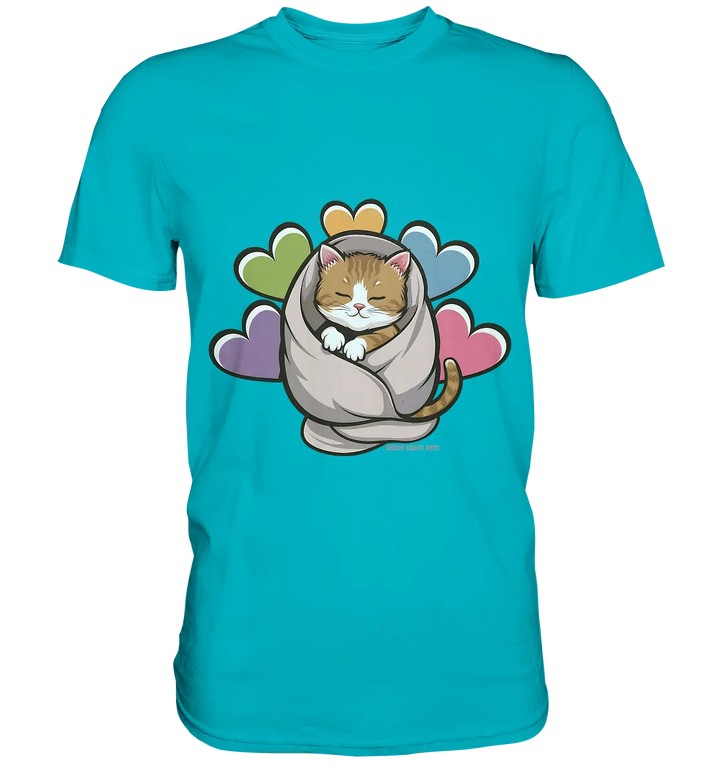 Kuscheliges Kätzchen unter Decke - Premium Shirt Bright Lights Arts