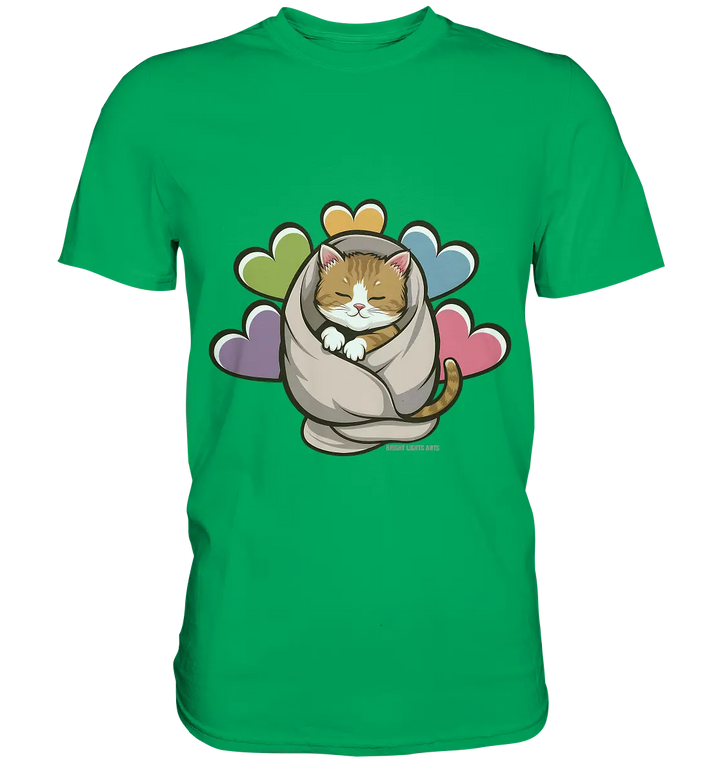Kuscheliges Kätzchen unter Decke - Premium Shirt Bright Lights Arts