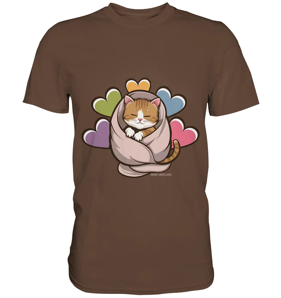 Kuscheliges Kätzchen unter Decke - Premium Shirt Bright Lights Arts