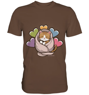 Kuscheliges Kätzchen unter Decke - Premium Shirt Bright Lights Arts