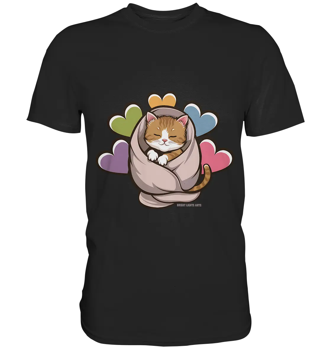 Kuscheliges Kätzchen unter Decke - Premium Shirt Bright Lights Arts