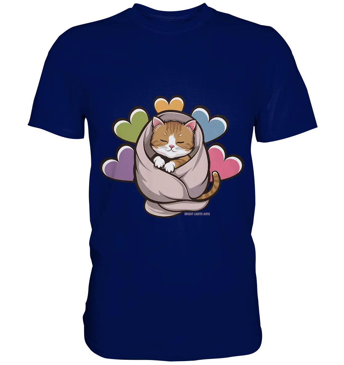 Kuscheliges Kätzchen unter Decke - Premium Shirt Bright Lights Arts