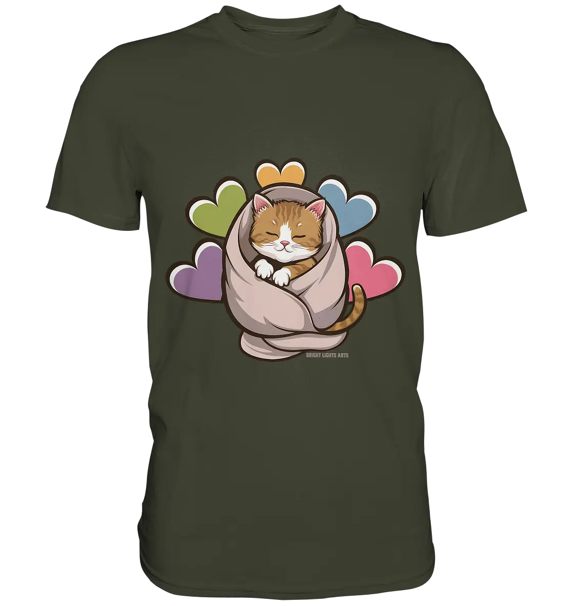 Kuscheliges Kätzchen unter Decke - Premium Shirt Bright Lights Arts