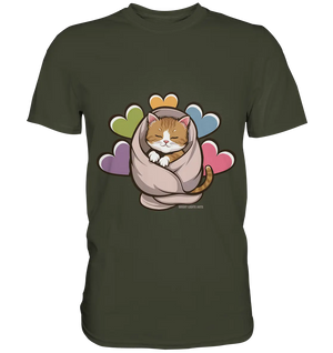 Kuscheliges Kätzchen unter Decke - Premium Shirt Bright Lights Arts