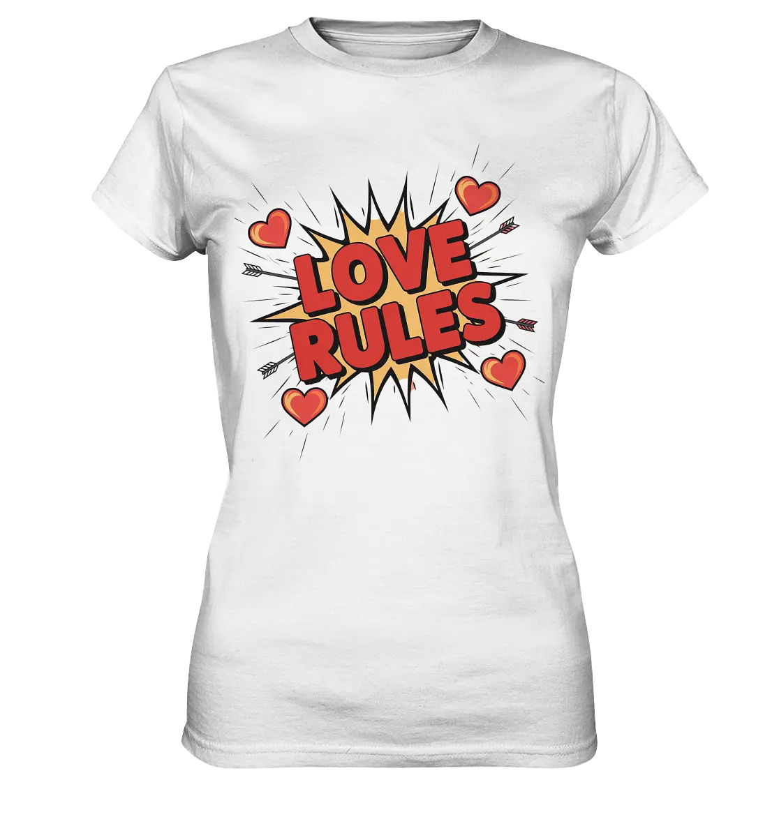 LOVE RULES - Comic-Sprechblase mit Herzen - Ladies Premium Shirt Bright Lights Arts