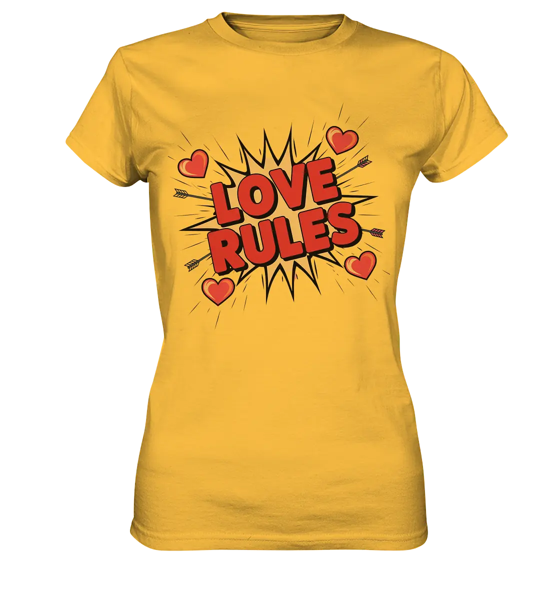 LOVE RULES - Comic-Sprechblase mit Herzen - Ladies Premium Shirt Bright Lights Arts