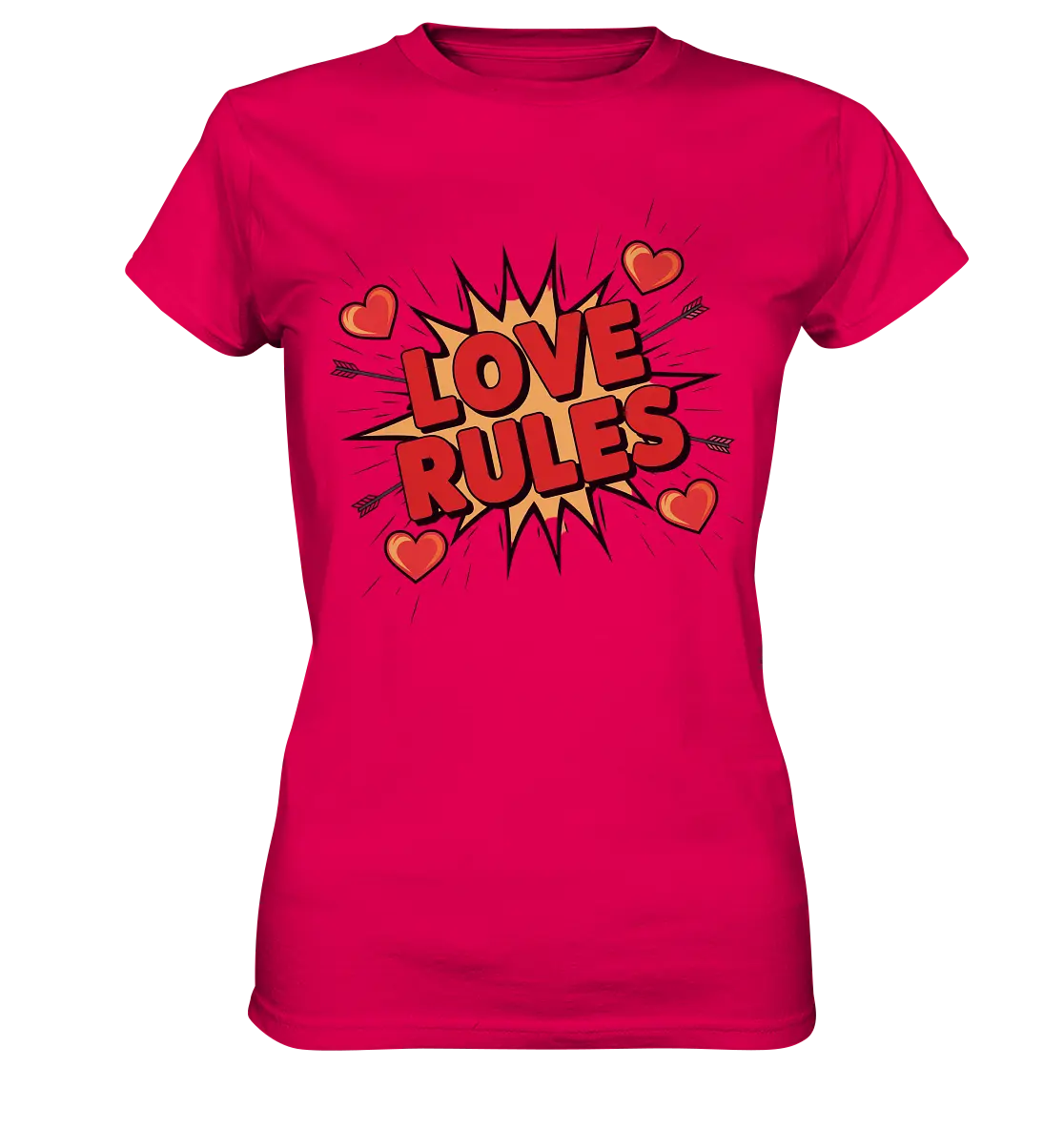 LOVE RULES - Comic-Sprechblase mit Herzen - Ladies Premium Shirt Bright Lights Arts