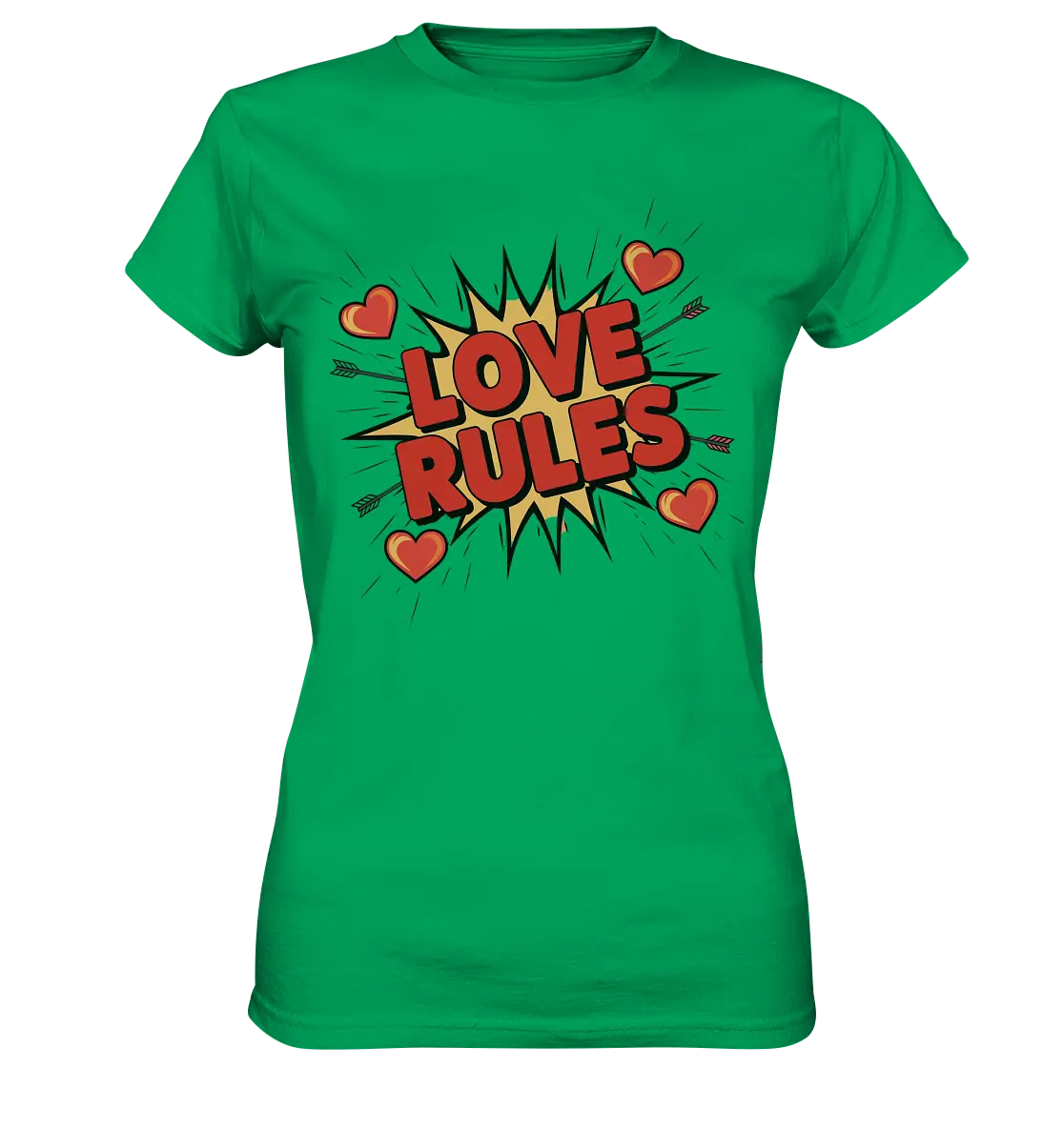 LOVE RULES - Comic-Sprechblase mit Herzen - Ladies Premium Shirt Bright Lights Arts