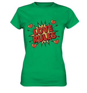 LOVE RULES - Comic-Sprechblase mit Herzen - Ladies Premium Shirt Bright Lights Arts