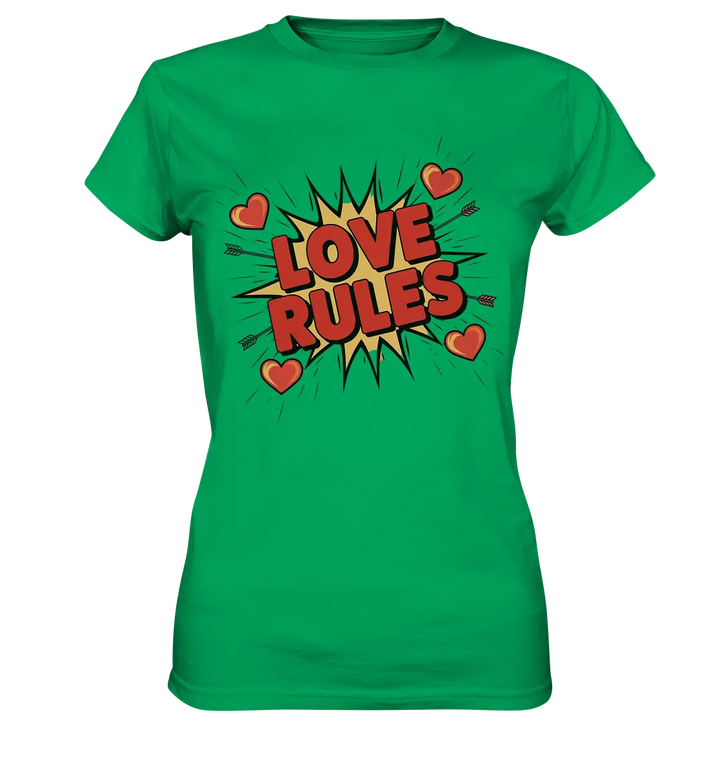 LOVE RULES - Comic-Sprechblase mit Herzen - Ladies Premium Shirt Bright Lights Arts