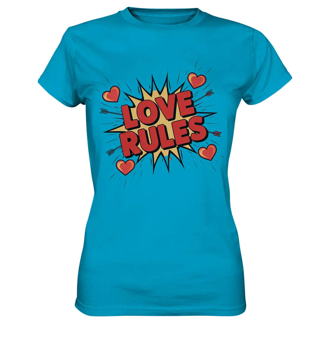 LOVE RULES - Comic-Sprechblase mit Herzen - Ladies Premium Shirt Bright Lights Arts