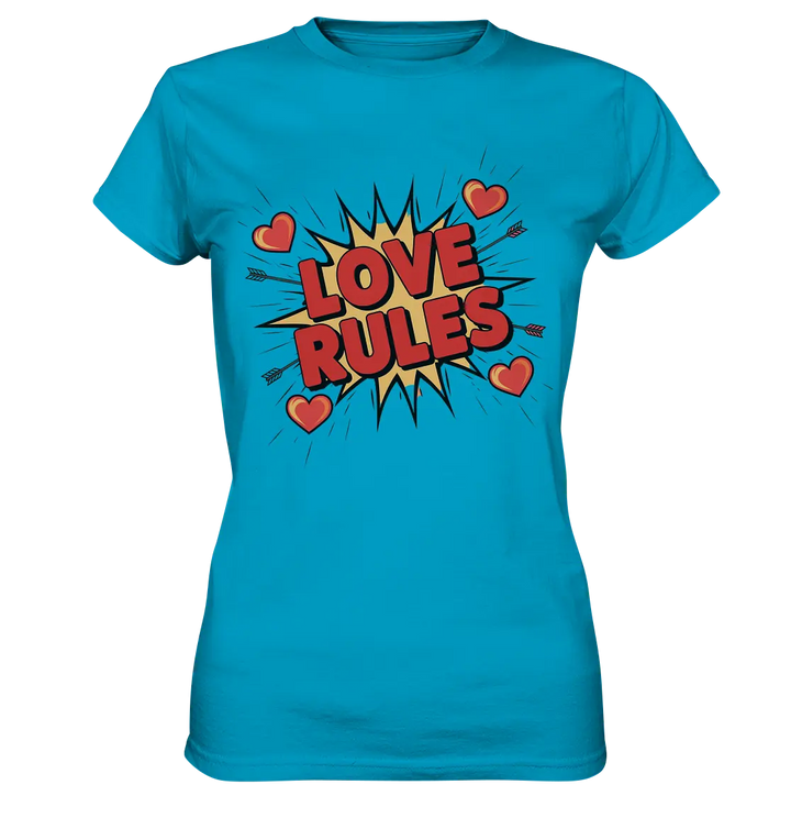 LOVE RULES - Comic-Sprechblase mit Herzen - Ladies Premium Shirt Bright Lights Arts