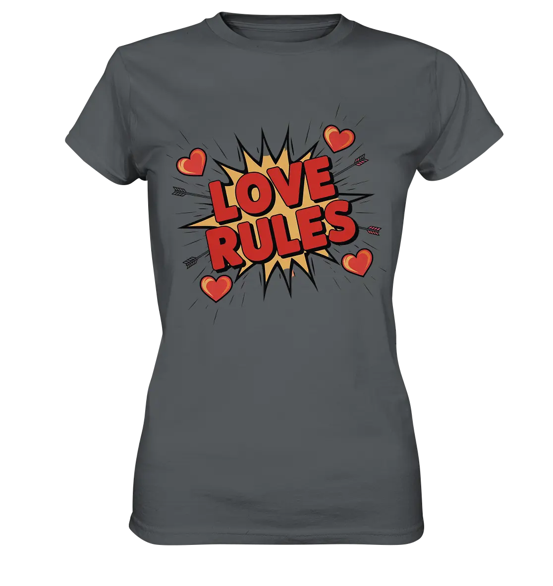 LOVE RULES - Comic-Sprechblase mit Herzen - Ladies Premium Shirt Bright Lights Arts