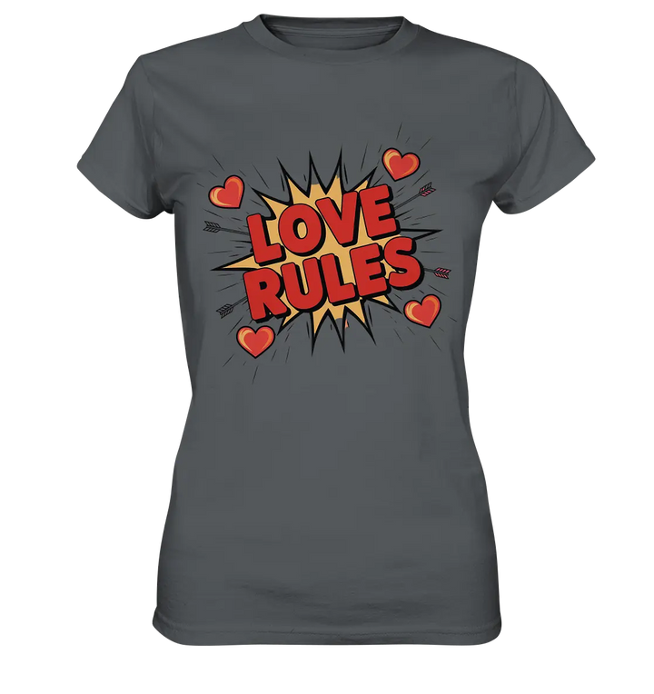 LOVE RULES - Comic-Sprechblase mit Herzen - Ladies Premium Shirt Bright Lights Arts