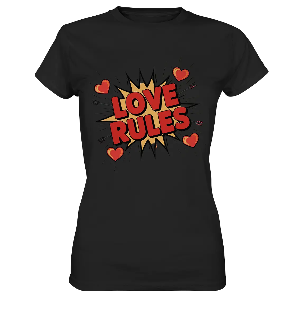 LOVE RULES - Comic-Sprechblase mit Herzen - Ladies Premium Shirt Bright Lights Arts