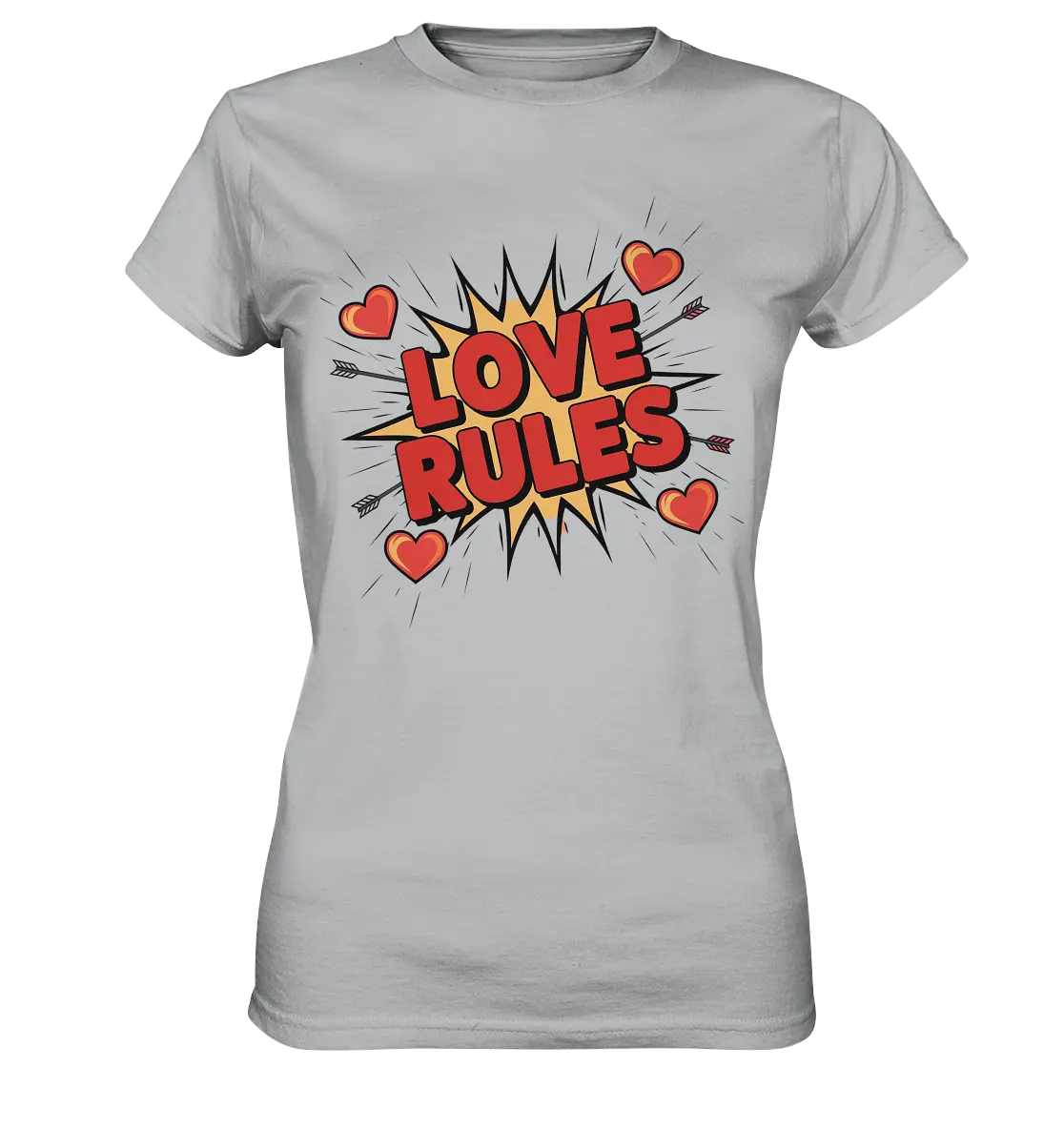 LOVE RULES - Comic-Sprechblase mit Herzen - Ladies Premium Shirt Bright Lights Arts