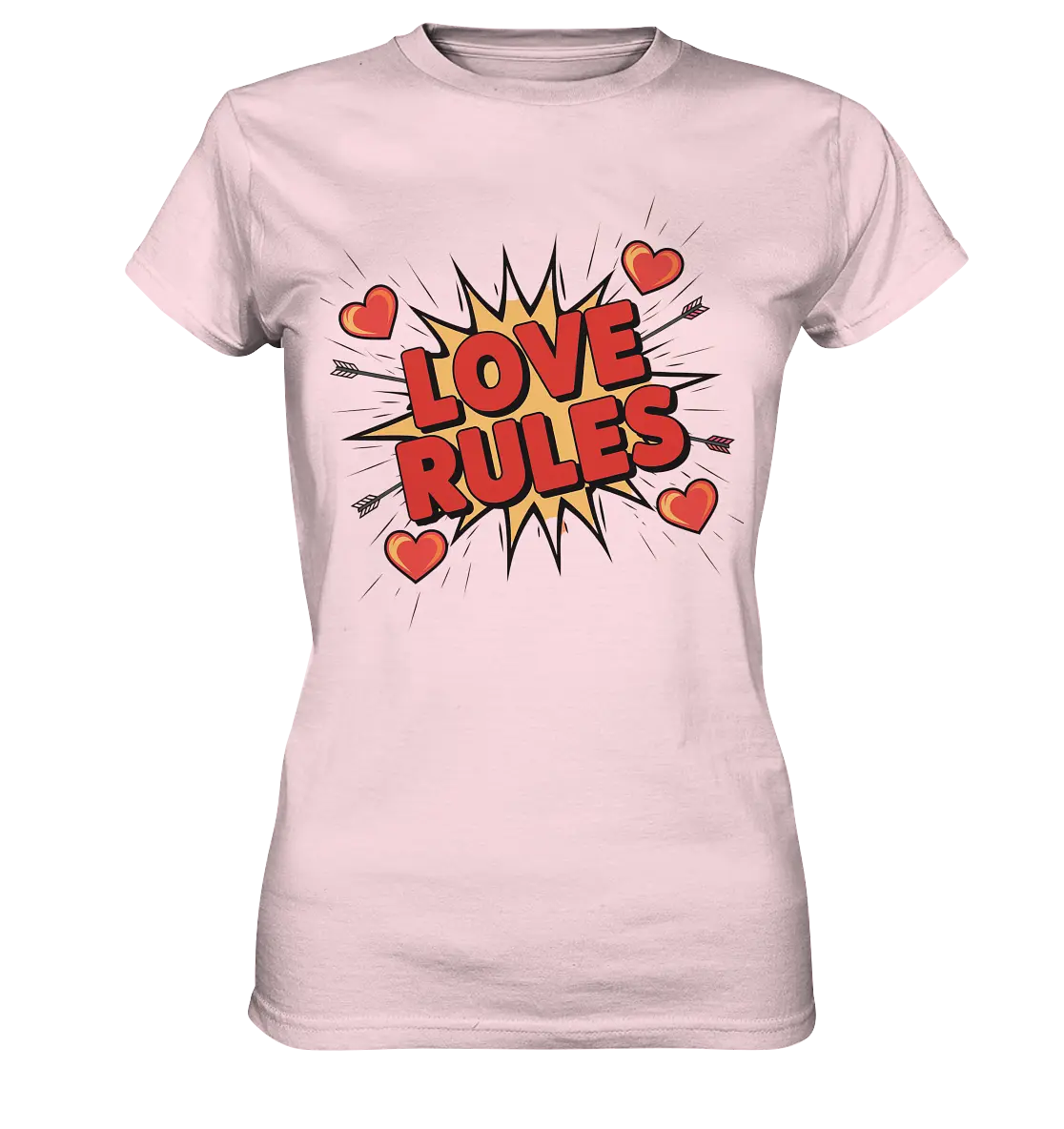 LOVE RULES - Comic-Sprechblase mit Herzen - Ladies Premium Shirt Bright Lights Arts