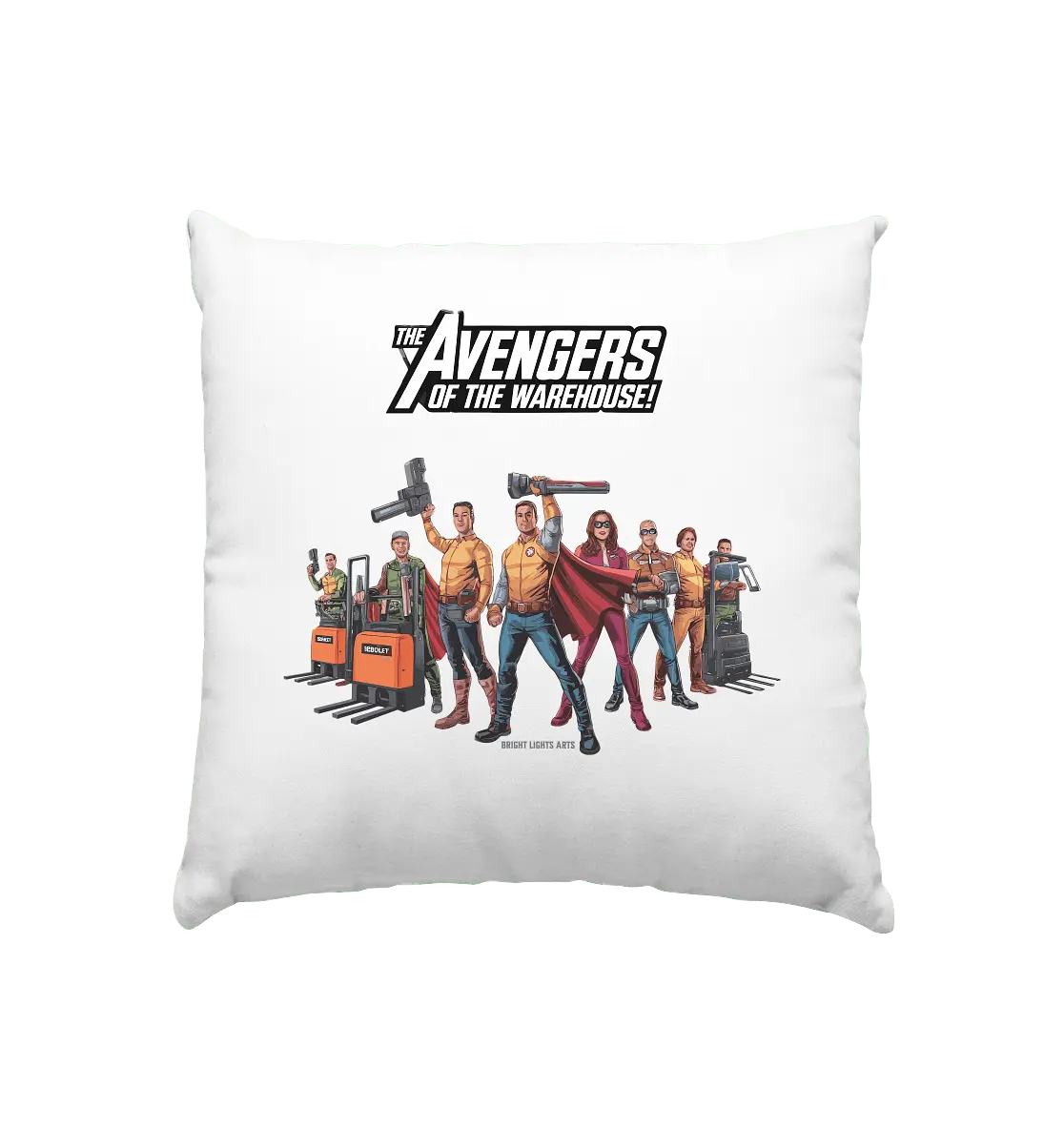 Lagerhelden – Humorvolle und kreative Teamwork Kunst - Kissen 40x40cm - Bright Lights Arts