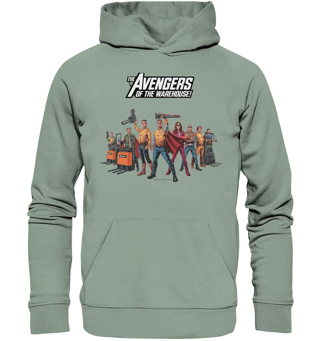 Lagerhelden – Humorvolle und kreative Teamwork Kunst - Organic Hoodie - Bright Lights Arts