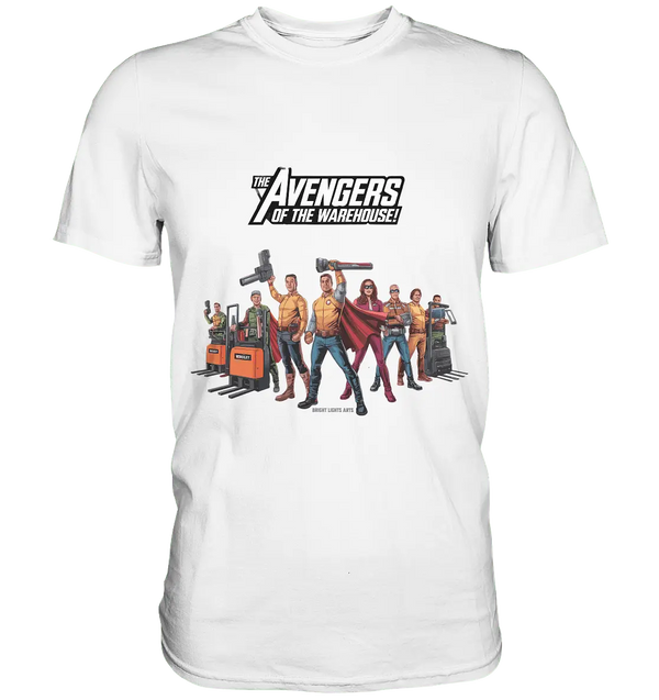 Lagerhelden – Humorvolle und kreative Teamwork Kunst - Premium Shirt - Bright Lights Arts