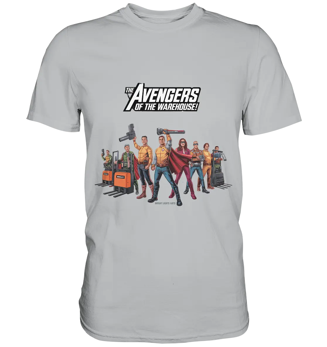 Lagerhelden – Humorvolle und kreative Teamwork Kunst - Premium Shirt Bright Lights Arts