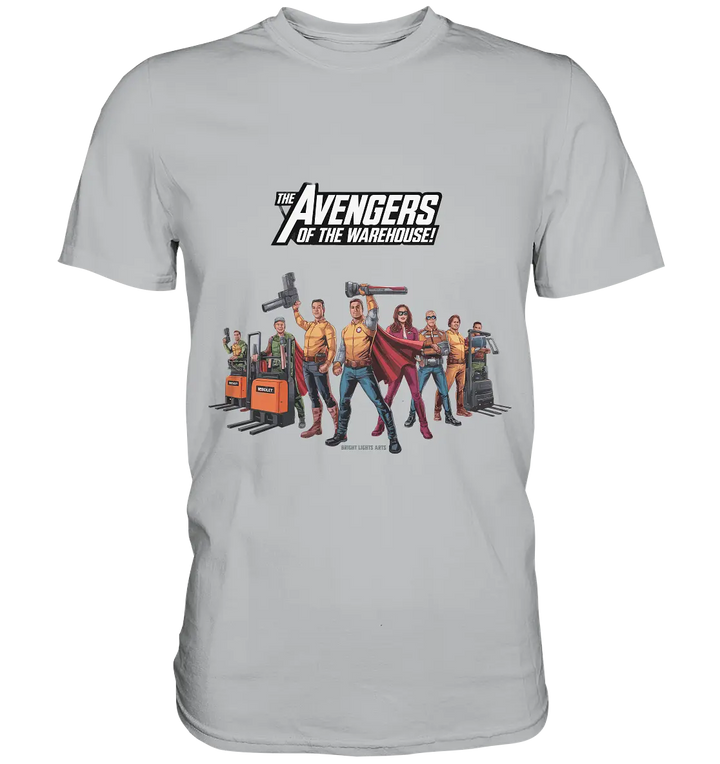 Lagerhelden – Humorvolle und kreative Teamwork Kunst - Premium Shirt Bright Lights Arts