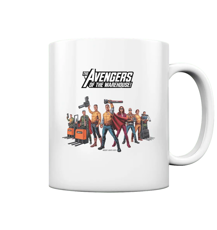 Lagerhelden – Humorvolle und kreative Teamwork Kunst - Tasse glossy - Bright Lights Arts
