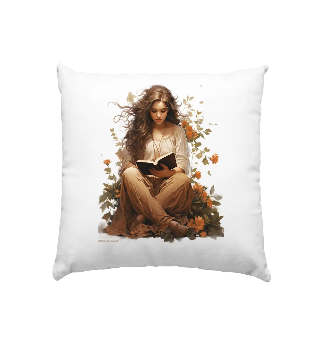 Lesen & Natur – Friedliches Design für Bücher- und Naturliebhaber - Kissen 40x40cm Bright Lights Arts