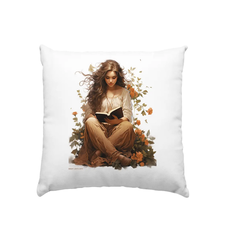 Lesen & Natur – Friedliches Design für Bücher- und Naturliebhaber - Kissen 40x40cm Bright Lights Arts
