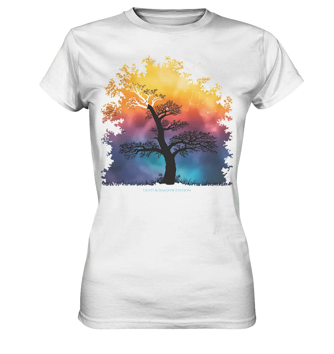Licht & Schatten – Magische Baumlandschaft mit Sternbild - Ladies Premium Shirt - Bright Lights Arts